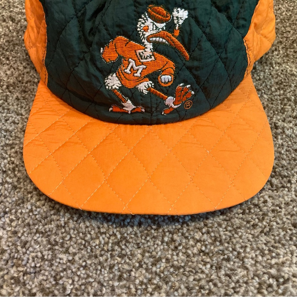 Vtg Miami Hurricanes Quilted Snapback Hat Cap Sebastian - Picture 3 of 8
